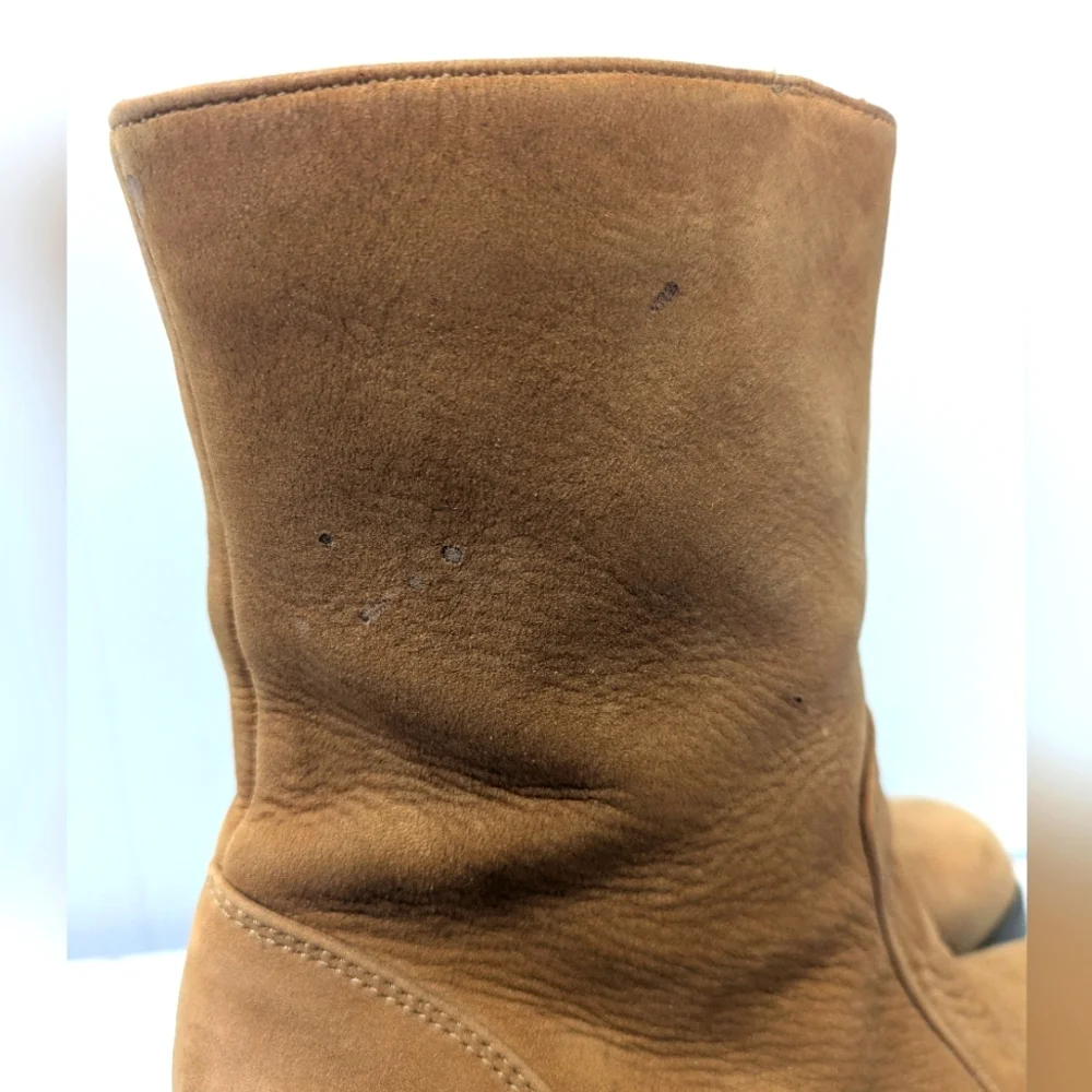 Vintage Y2K Brown Leather Chunky Heeled Ankle Boots Side Zip Boho Bratz Size 6 - Picture 7 of 12